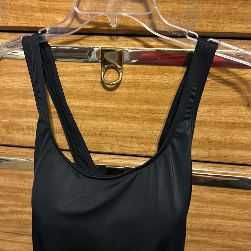 Size 26 black one piece swimsuit straps cross in the back
